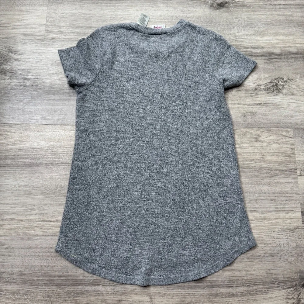 Daytrip Girls Gray Heather Knit Short Sleeve Tunic Top‎ Youth Medium
